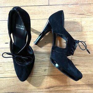 Stuart Weitzman Suede Corduroy Platform Heels | Black | Size 7.5